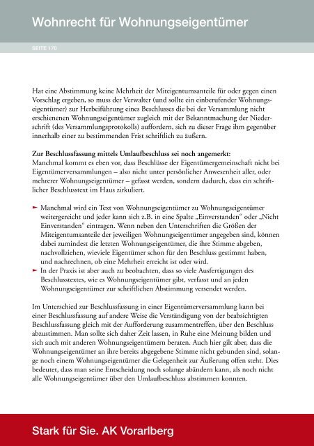 Wohnrecht für Wohnungseigentümer - AK - Vorarlberg