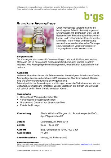 Aromapflege Grundkurs - BGS-Chur