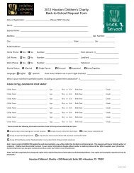 2012 Houston Children's Charity Back-to-School Request Form