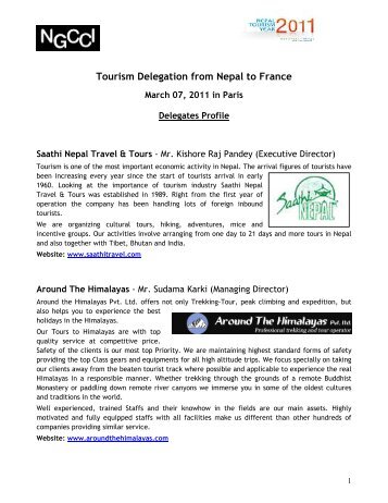 Delegates Profiles for Tourism Delegation - NGCCI