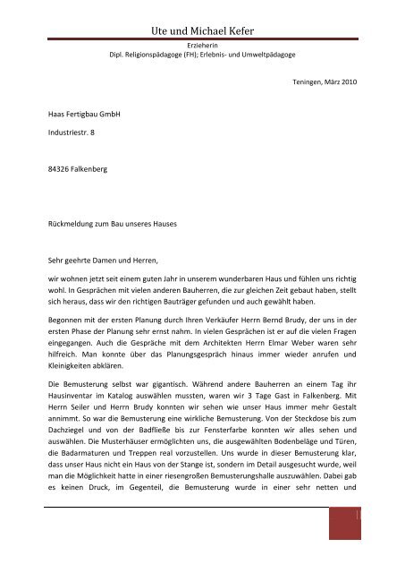 Ute Und Michael Kefer Erfahrungsberichte