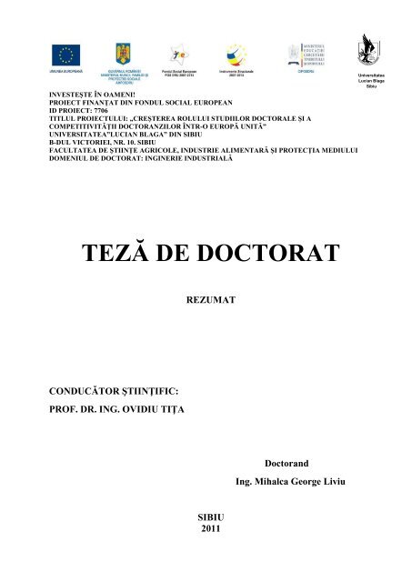 rezumat - Doctorate ULBS - "Lucian Blaga" din Sibiu