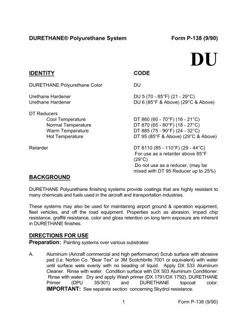 DURETHANEÂ® Polyurethane System Form P-138 (9/90 ... - BAPS