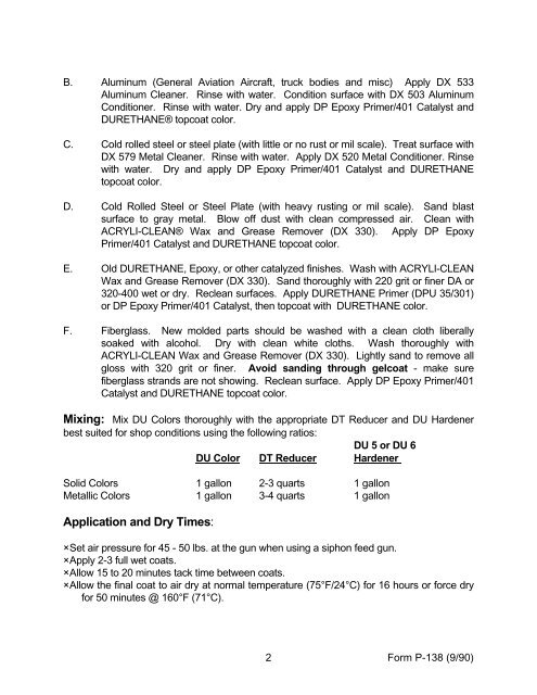 DURETHANEÂ® Polyurethane System Form P-138 (9/90 ... - BAPS