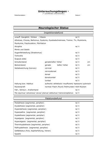 Untersuchungsbefund Neurologie - Praxis Dr. Günter