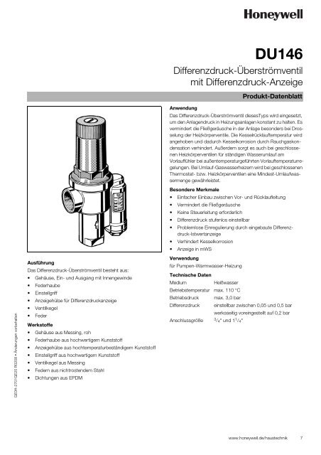 Differenzdruck-Überströmventil mit Differenzdruck-Anzeige - MarInfo