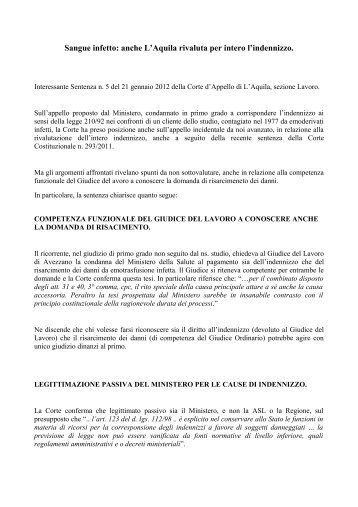 Sintesi sentenza della Corte d'Appello di L'Aquila... - a.na.d.ma.