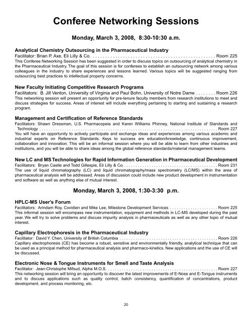 2008 Pittcon Final Program - Pittcon Web Archives