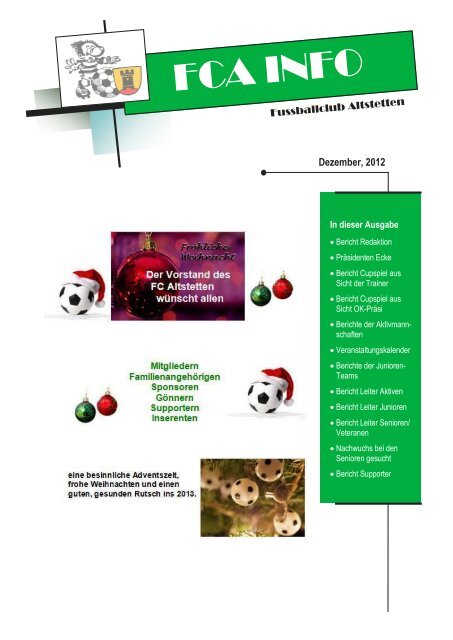 FCA Info Dezember 2012 - FC Altstetten