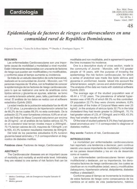 EpidemiologÃ­a de factores de riesgos cardiovasculares en una ...