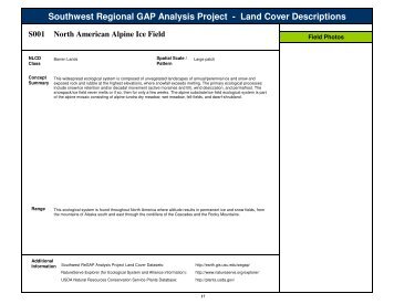 Southwest Regional GAP Analysis Project - Land Cover Descriptions