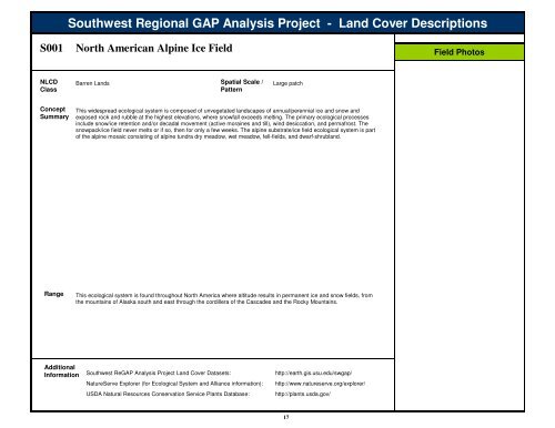 Southwest Regional GAP Analysis Project - Land Cover Descriptions