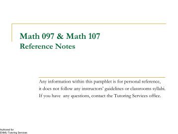 Math 097 and Math 107 Reference Notes