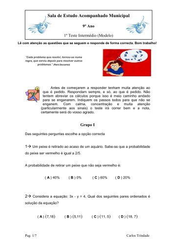 1.Âº Teste IntermÃ©dio (Modelo) - CÃ¢mara Municipal de Resende
