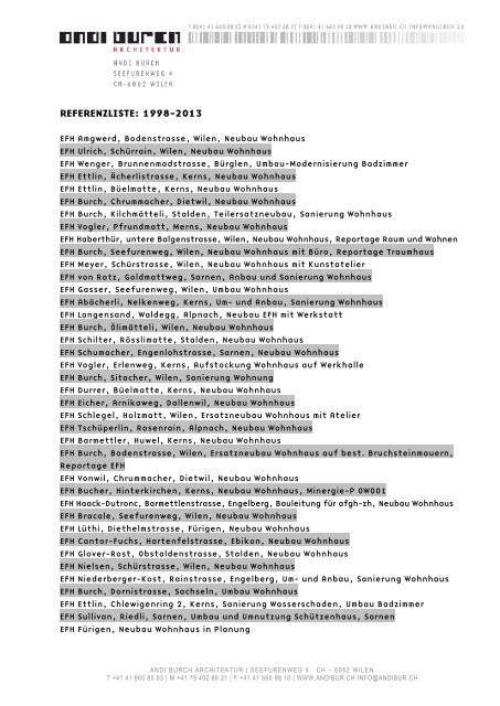 Referenzliste herunterladen [pdf] - andi:burch.::.architektur.