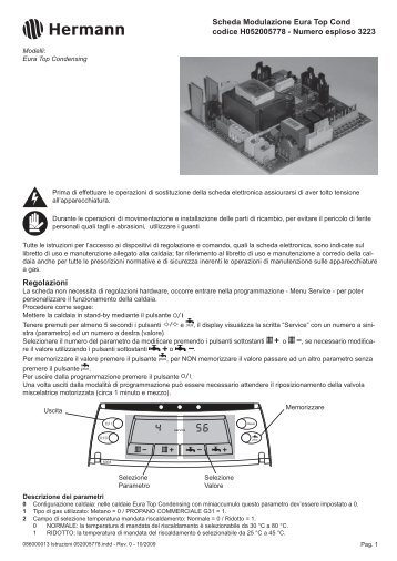 Scheda Modulazione Eura Top Cond codice H052005778 ... - Romstal
