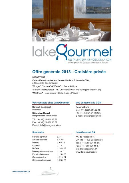 Offre 2013 Grand Bateau Fr - LakeGourmet