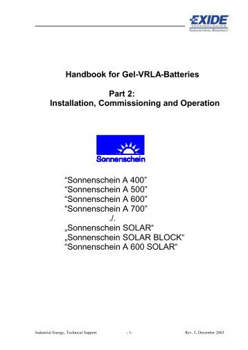 Handbook For Gel-VRLA-Batteries Part 2 - Marine and General ...