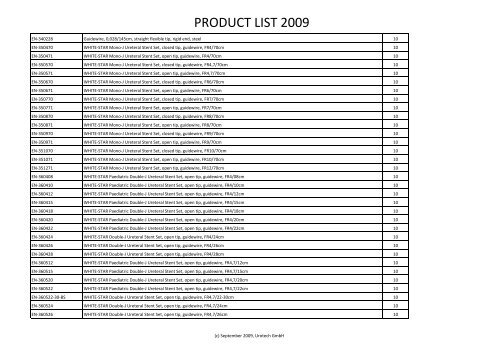 PRODUCT LIST 2009 - Gothic Projects