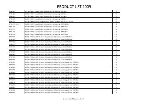 PRODUCT LIST 2009 - Gothic Projects