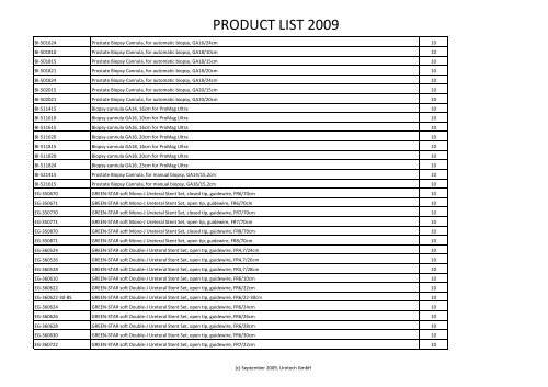 PRODUCT LIST 2009 - Gothic Projects