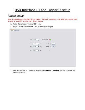 USB Interface III and Logger32 setup - microHAM