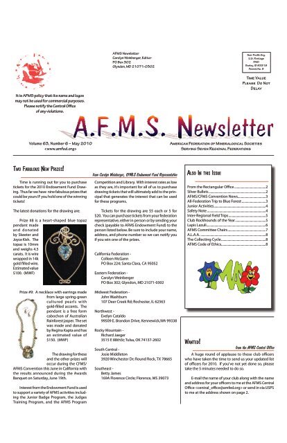 May 2010 AFMS Newsletter - American Federation of Mineralogical ...