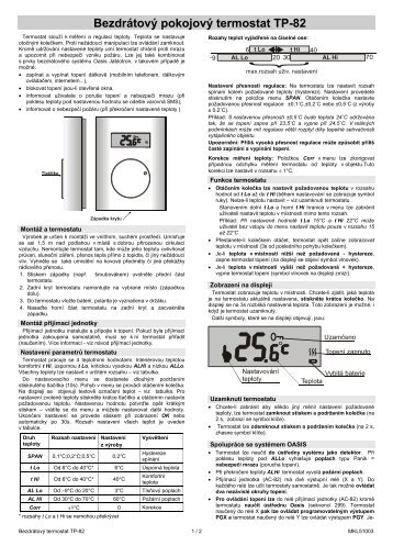 BezdrÃ¡tovÃ½ pokojovÃ½ termostat TP-82 - Jablotron