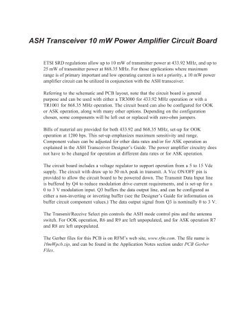 ASH Transceiver 10 mW Power Amplifier Circuit Board