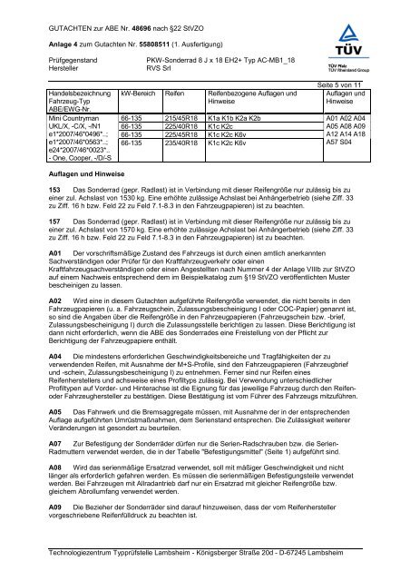 GUTACHTEN zur ABE Nr. 48696 nach Â§22 StVZO ... - nik-mueller