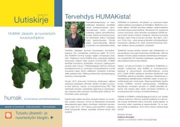 KevÃ¤Ã¤n 2012 uutiskirje - Humanistinen ammattikorkeakoulu