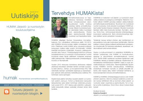 KevÃ¤Ã¤n 2012 uutiskirje - Humanistinen ammattikorkeakoulu