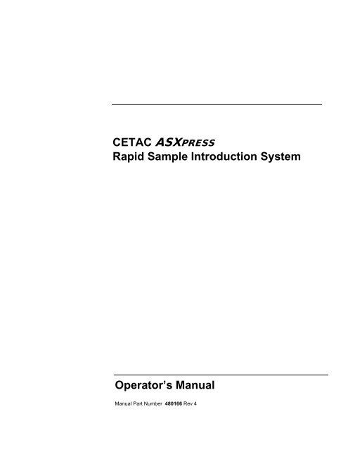 ASXpress Operator's Manual - CETAC Technologies