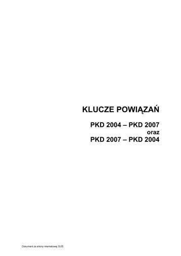 Klucz powiÄzaÅ PKD-2004 a NACE-2007 - Infor