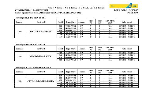 Special NETT SEAMEN fares with CONDOR AIRLINES - Ukraine ...