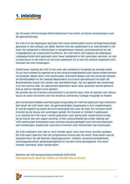 Verkiezingsprogramma VVD Rotterdam 2014 - 2018