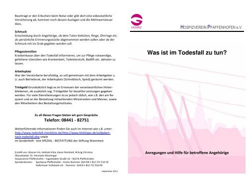 (pdf) â Was ist im Todesfall zu tun - Hospizverein Pfaffenhofen