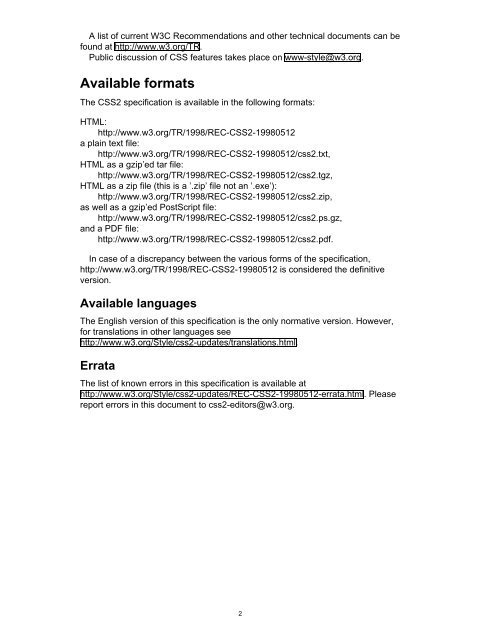 Cascading Style Sheets, Level 2 - World Wide Web Consortium