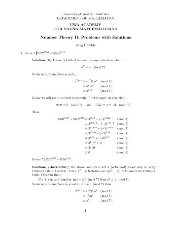 Number Theory II: Problems with Solutions