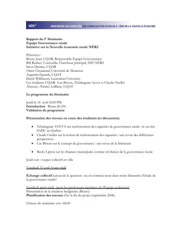 Rapport du 5e SÃ©minaire Ãquipe Gouvernance rurale Initiative sur ...