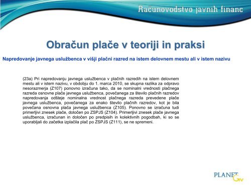 ObraÄun plaÄe v teoriji in praksi - Planet GV