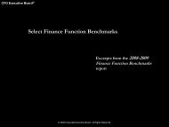 Select Finance Function Benchmarks - Corporate Executive Board