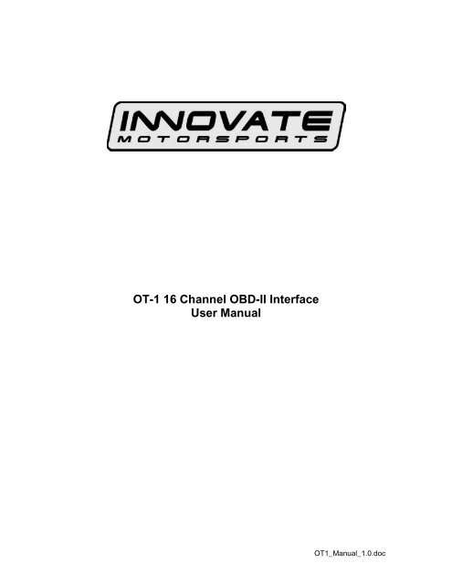 OT-1 16 Channel OBD-II Interface User Manual - Innovate Motorsports