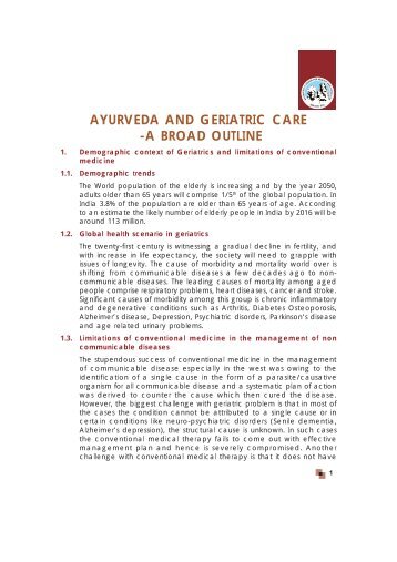 AYURVEDA AND GERIATRIC CARE -A BROAD OUTLINE