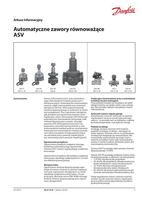 Automatyczne zawory równoważące ASV - Danfoss