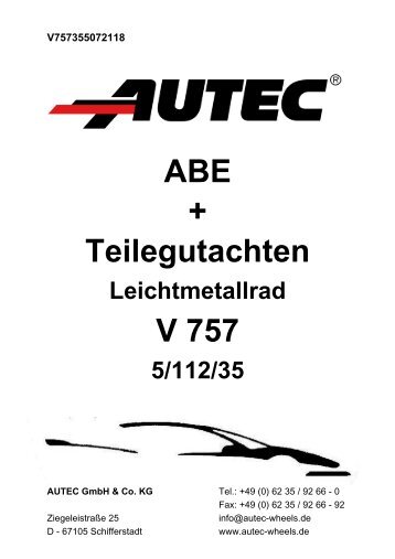 ABE + Teilegutachten V 757 - AUTEC GmbH & Co. KG
