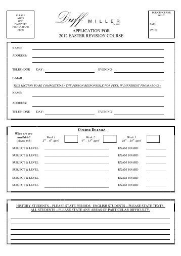 Application Form (pdf) - Duff Miller