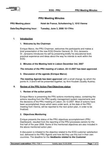 PRU Meeting Minutes - EOQ