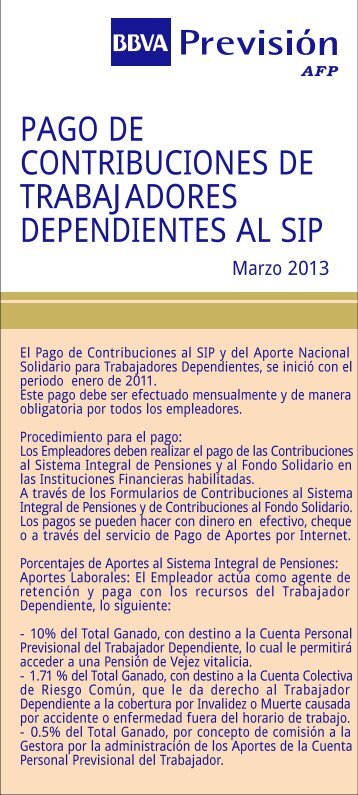 pago de contribuciones de trabajadores dependientes al sip