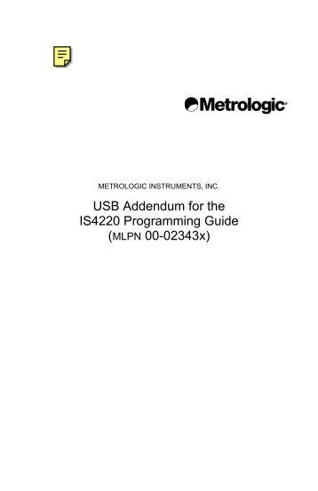 USB Addendum for the IS4220 Programming Guide ... - Pointofsale.nl